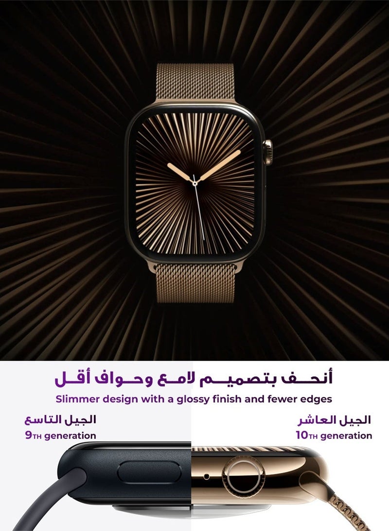 Urjwan Smartwatch Series 10 Gold 46mm: AMOLED Ultra-Clear Display, Photo Display Feature, Exclusive App, “Remember You” instance messaging, Slimmer Design with Reduced Bezels, New Colors with Extra Strap, Call & Notification Support. - Image 2